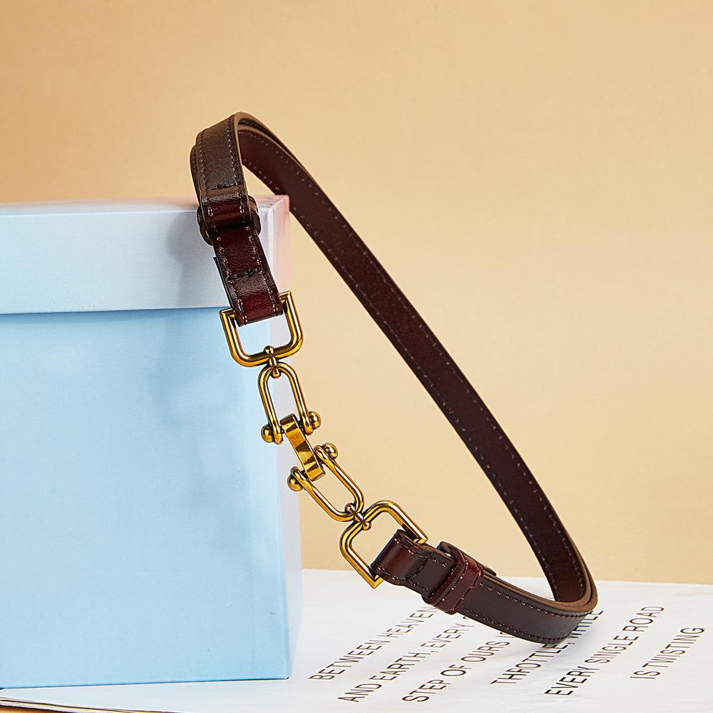 Ladies Adjustment Leather No Interlayer Thin Belt Dress Casual Dress Belt Simple Decorative Belt Women