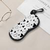 Cute Black and White Heart Print Soft Eyeglasses Sunglasses Case,Portable Eyewear Protective Pouch,Lightweight Travel Glasses Accessories