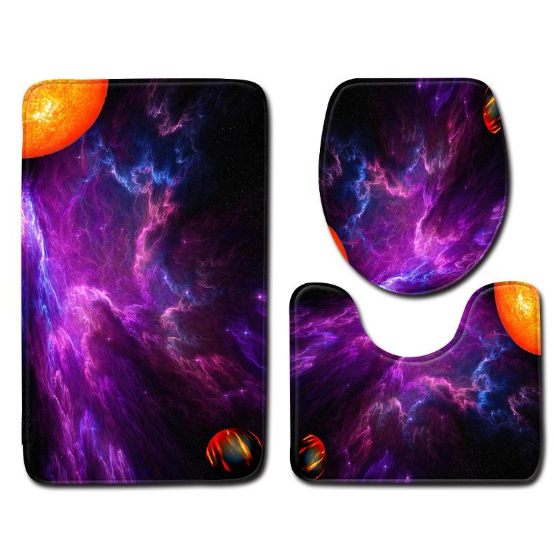 Planet Bathroom Floor Mat Bathroom Mat Toilet Three-Piece Set