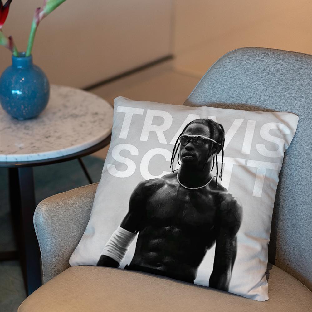 T-Travis S-Scott Cushion Cover 2-in-1 Reversible Plush Pillow Cover | Car/Sofa/Bed | Perfect Gift