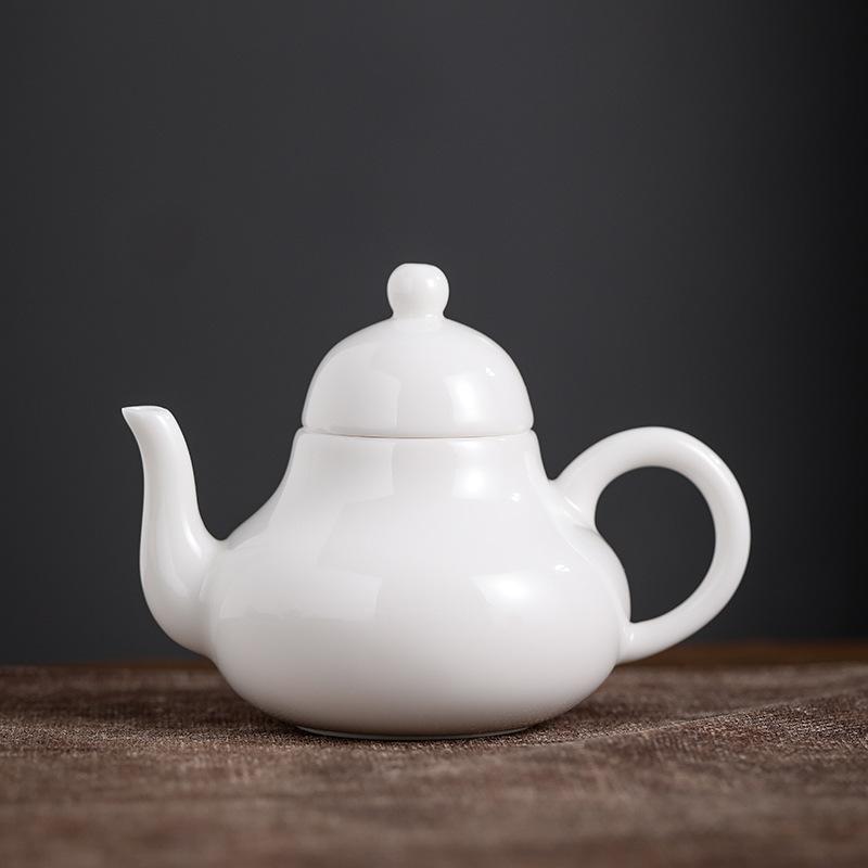 Dehua White Porcelain Teapot Jade Like Smooth Texture Simple Style Kung Fu Tea Set Chinese Home Office Brewing