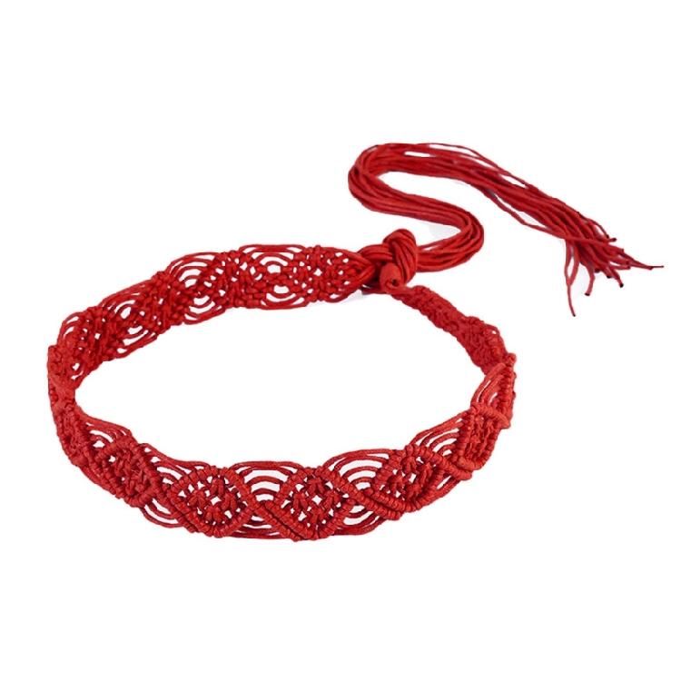 Vintage Bohemian Rope Belt for Women Fashion Handmade Crochet Waist Belt Girl Travel Waistband for Dress Vacation Belt