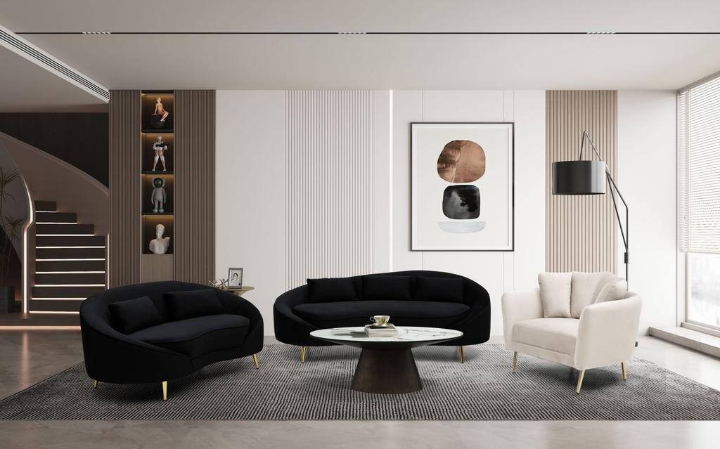 Sofa 3-Sitzer Oslo Mit Kissen Schwarz Cm 185X84X68