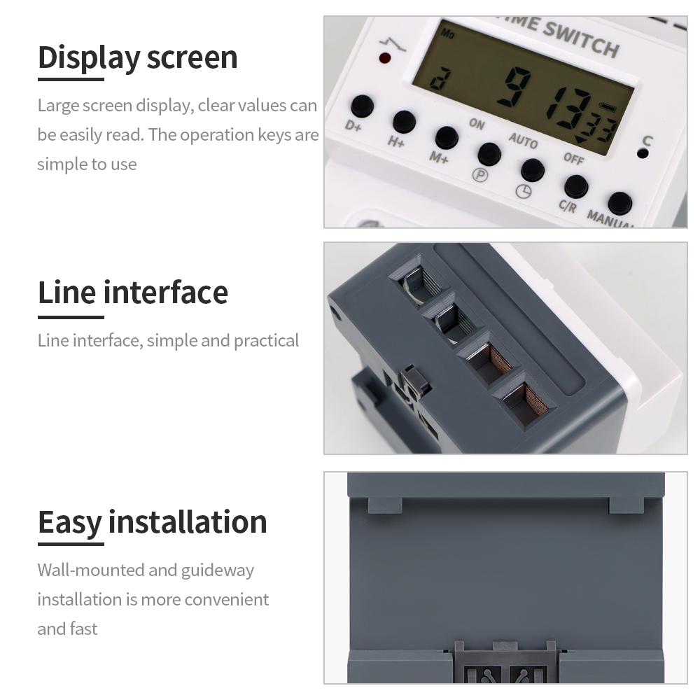 60A Digital Timer Switch Relay New Type Din Rail 2 wire Weekly 7 Days Programmable Electronic Timer Control AC 220V KG316T