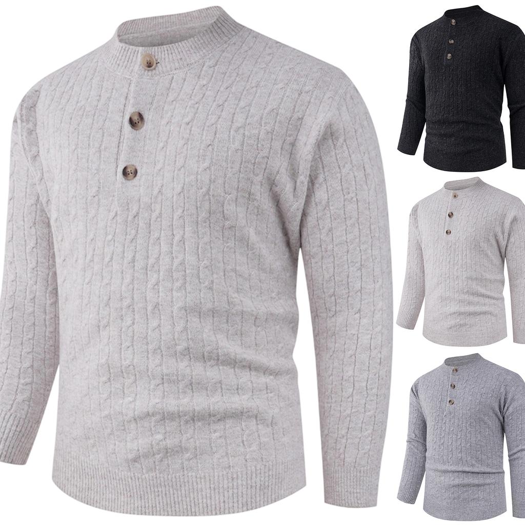 Men's  Fashion  Knitting  Pullover  Long Sleeves  Loose  Flip Collar  Sweater
