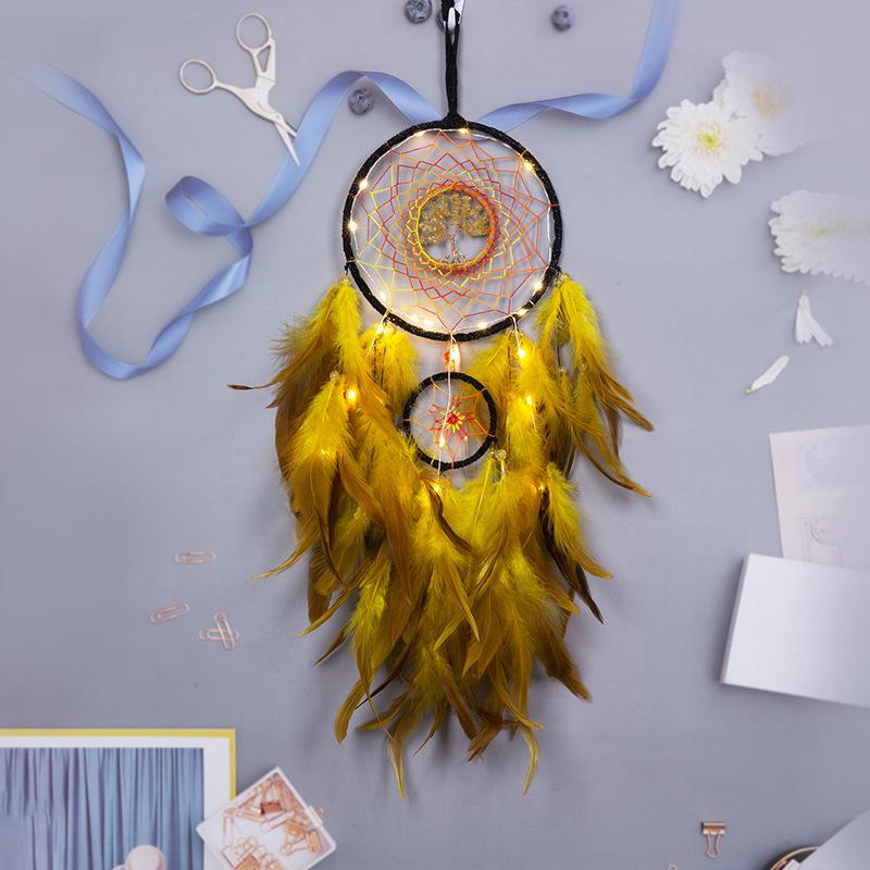 Life Tree Wind Chime Stone Hanging Ornament Fresh Girl Heart Forest Feather Pendant Bedroom Windowsill Creative Decoration