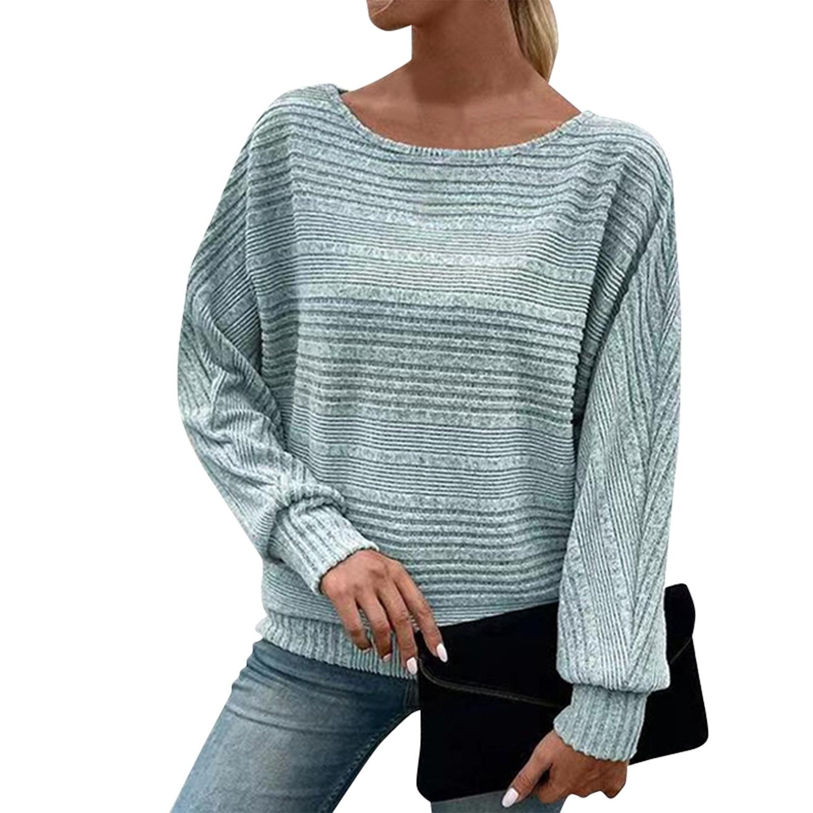 

Женская мода повседневный однотонный длинный рукав круглый вырез пэчворк пуловер топ XL