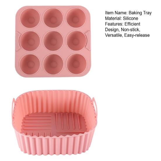 Air Fryer Liners Silicone Basket Square Oven Pan for Even Heating High Temp Resistant Cake Molds for Creative Cooking