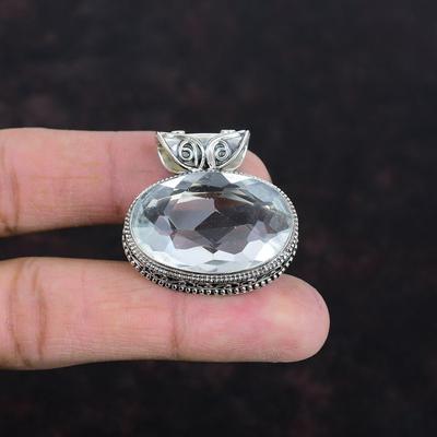 Pendentif Topaze Blanche Facettée Pendentif Argent Sterling 925 Pendentif Antique Vintage Bijou Pierre Précieuse Topaze Blanche Pendentif Fait Main Cadeaux de Mariage