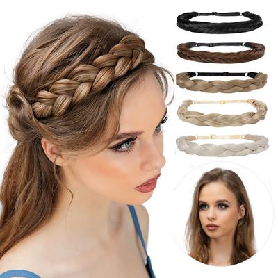 Ladies Wigs Headwear Braided Hair Braids Fishbone Braid Hand-woven Three-strand Braid Real and Natural Change In Shape