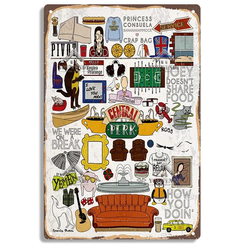 Central Perk Friends Kaffee, Vintage Metallblechschild, Dekorative Plakette, Retro Schild Cafe Küche Wohnzimmer Bar Poster, UW83