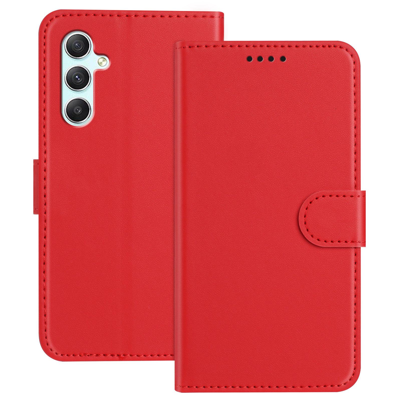 

Для Samsung Galaxy A34 5G Шкіряний Чохол Гаманець Підставка Однотонний Протиударний Чохол для Телефону Red