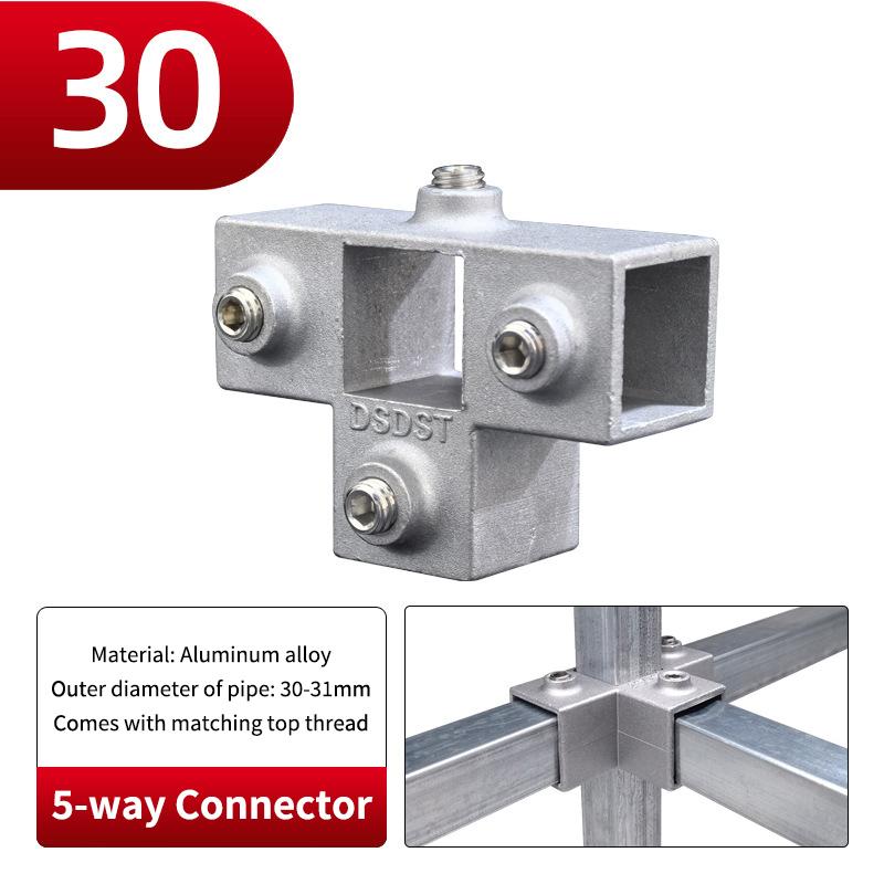20x20mm Čtvercová trubka Třícestný 25x25mm 30x30mm Hliníková slitina Koleno Spojka Příslušenství Pevný spoj trubky