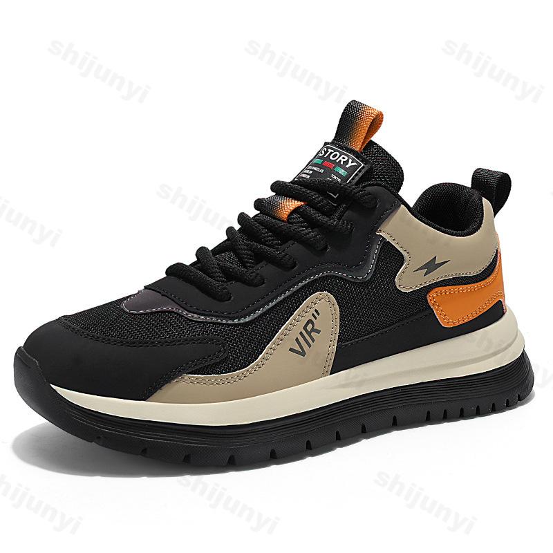 

Fashion 2025 Spring Men s Low Top Thick Sole Casual Shoes Mesh Breathable Fashion Trend Sports Shoes Comfortable Lace-up Chunky sneakers 39 оранжевый