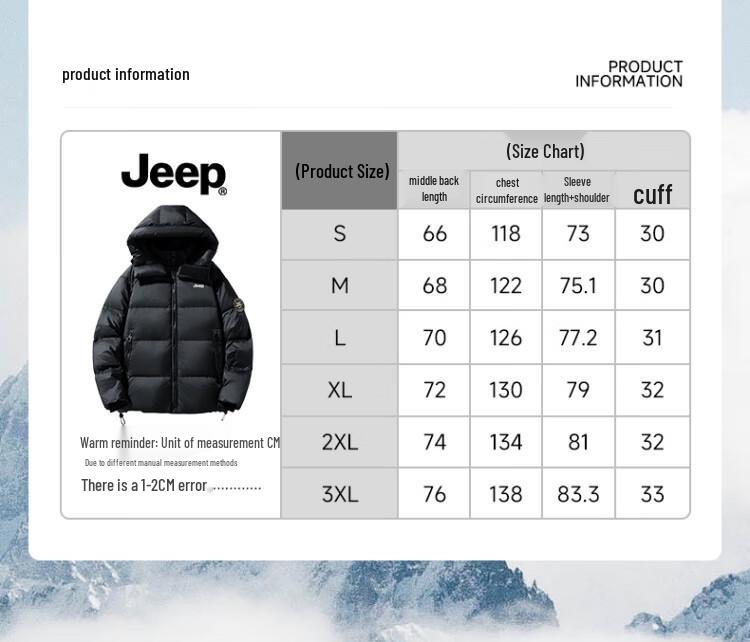 Jeep Unisex P844MWD546 Windproof Warm Padded Jacket