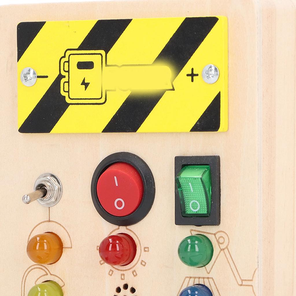 Kids LED Wooden Toy Educational Simulation Key Lock Pluggable Wire Motor Skills Activity Board for 36 Months and Above Short Type Rectangular