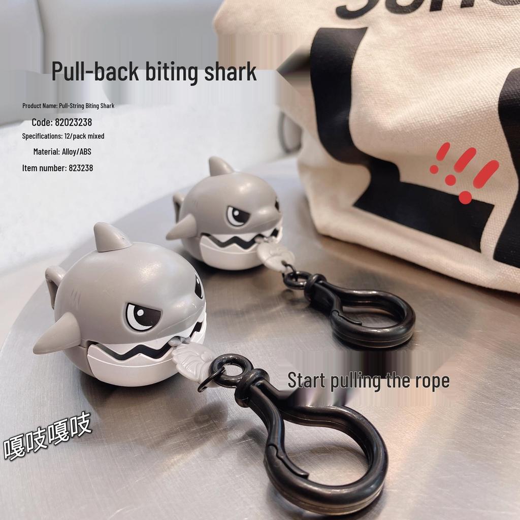 Douyin Style Shark Fish Pendant Keychain – Creative Stress Relief Biting Teeth Pull String Gift