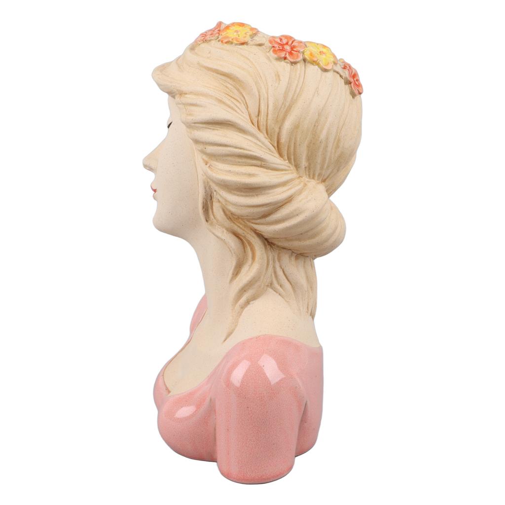 Modern Ceramic Face Vases Decorative Modern Style Shy Girl Flower Lady Head Vase for Unisex Plants Lover Pink