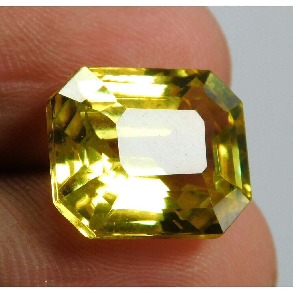 10.10 Ct Natural SAPPHIRE Yellow Emerald Shape Loose Gemstone CERTIFIED