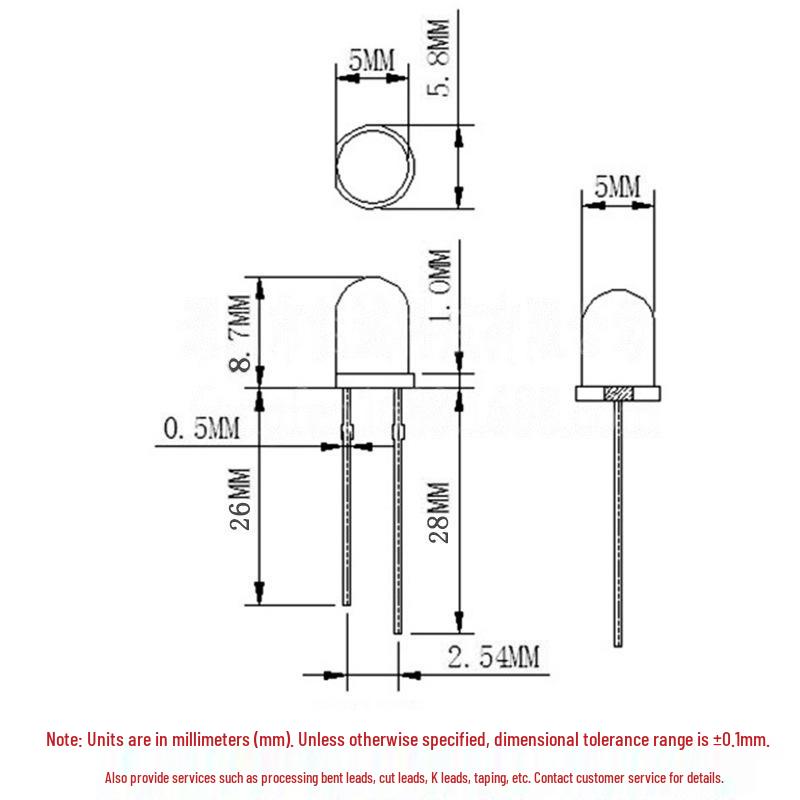 5mm High Brightness LED Lamp Beads, Transparent, Multi-color, Round Head, Long Leg, Direct Plug