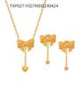 Heart-shaped Tassel Bow Necklace & Titanium Steel Earring Set