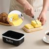 Butterdose mit Deckel und Butter-Kräuselmesser, unzerbrechlicher Metallbehälter für die Arbeitsplatte mit hochwertiger doppelter Silikondichtung
