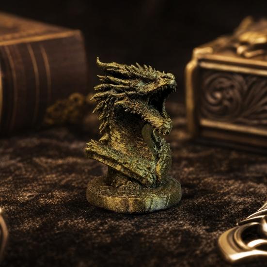Dragon Head Figurine, 3D Printed Fantasy Dragon Head Statue, Mythical Animal Sculpture for Home Office Desk Decor, Gift for Collectors