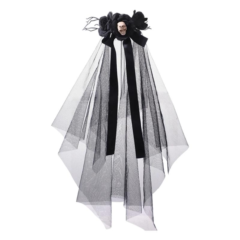 Women’s Halloween Witch Veil Gothic Style Ribbon Costume Headdress For Theme Parties And Cosplay