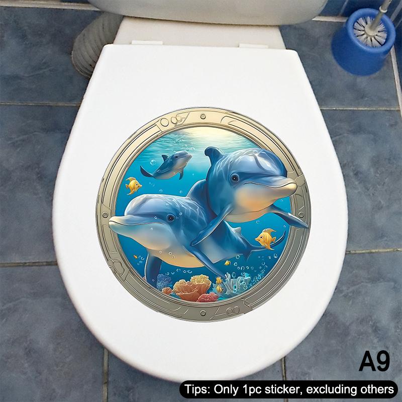 Adesivo WC Mondo Sottomarino Animali Marini Adesivo Murale Autoadesivo Rimovibile Impermeabile Decalcomanie Bagno Decorazioni per la Casa