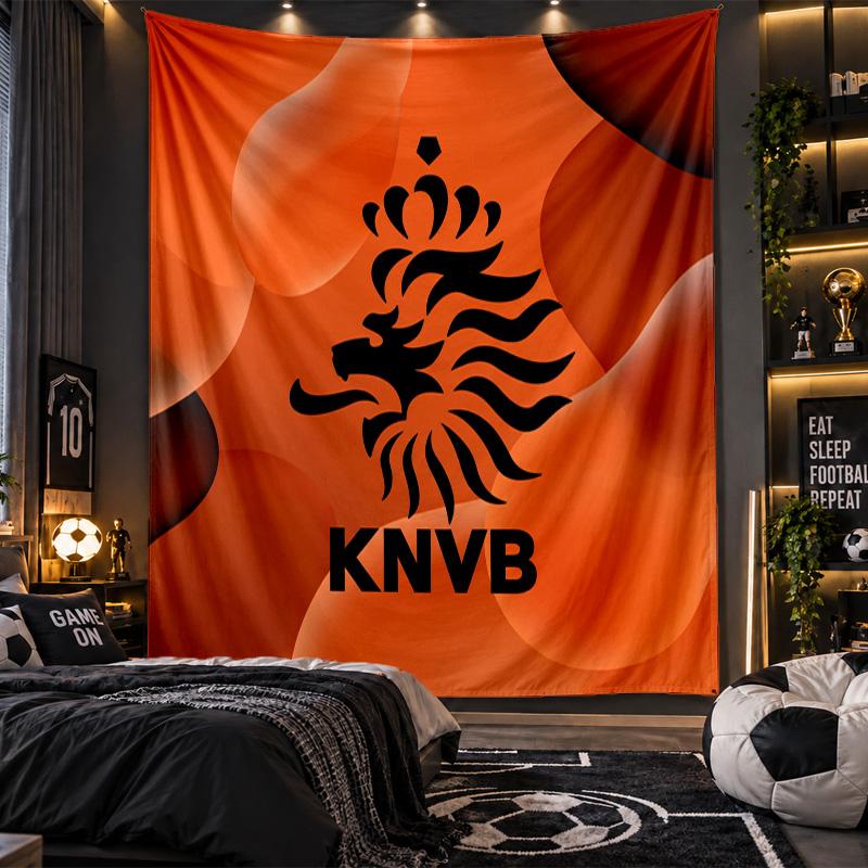 Wall Hanging Tapestry Netherlands Football Print Cloth for Living Room Bedroom Home Decor