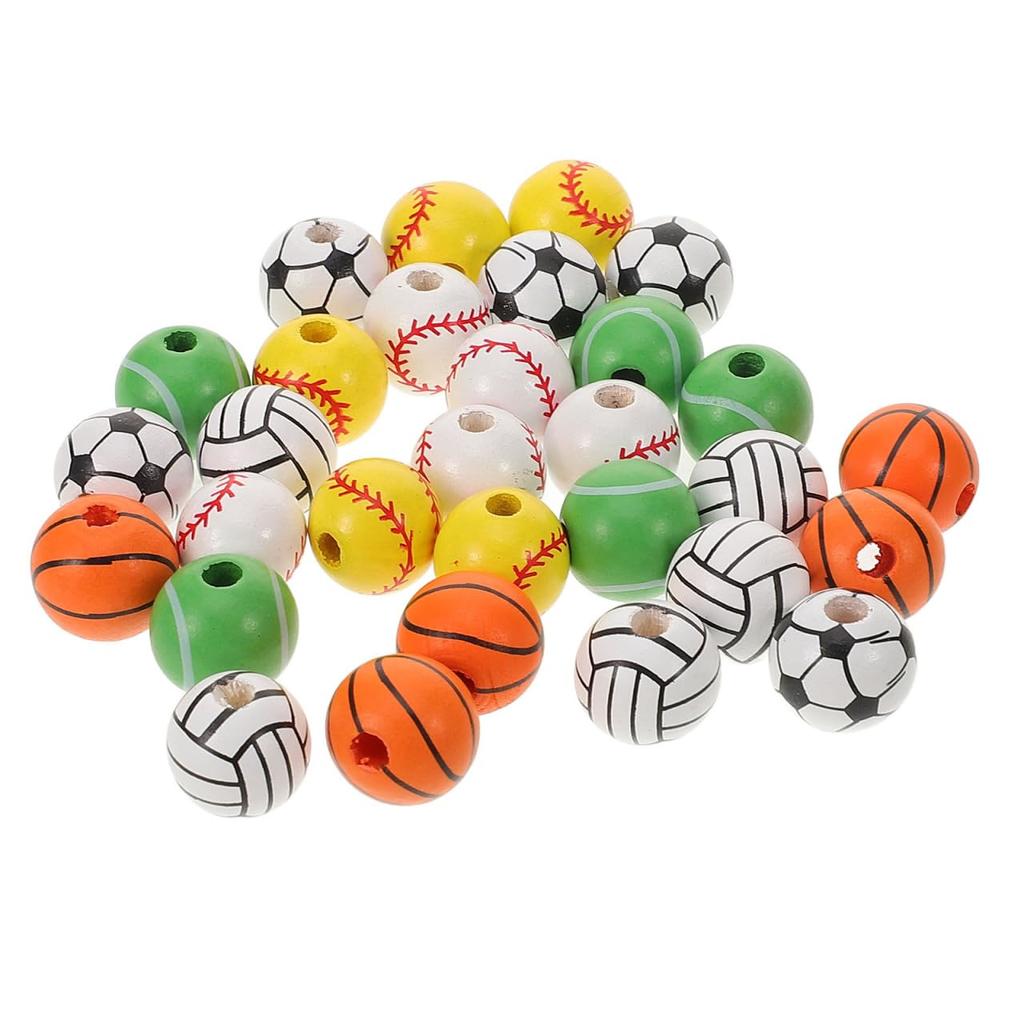 STOBOK Sports Ball 30 Craft Handmade DIY Baseball Baseball Beads, Shape, Pieces, 17mm, Supplies, Accessories, Parts, Soccer, Volleyball, Tennis,