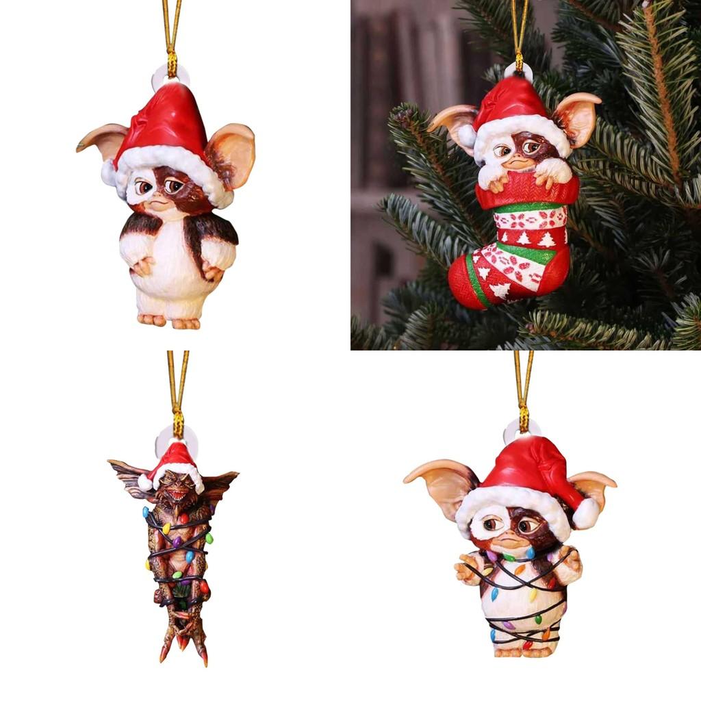 Merry Christmas Gremlins Gizmo Acrylic Santa Hat Pendant Xmas Tree Decor