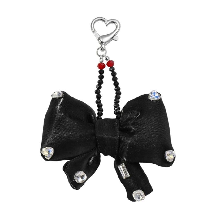 Adorable Rhinestones Bows Keyring Bag Decoration Fabric Multifunctional Keychain Portable Daily Essential
