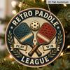 2D Flat 1pc, Decorative Plaques and Ornaments Sign, Aluminium Round Retro Pickleball Hanging Ornament, Vintage Cross Paddles League Wall Sign, Indoor