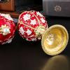 Egg Shape Jewelry Storage Box Inlaid Gem Organizer Exquisite Enameled Alloy Storage Jar Earrings Ring Unique Gift for Family