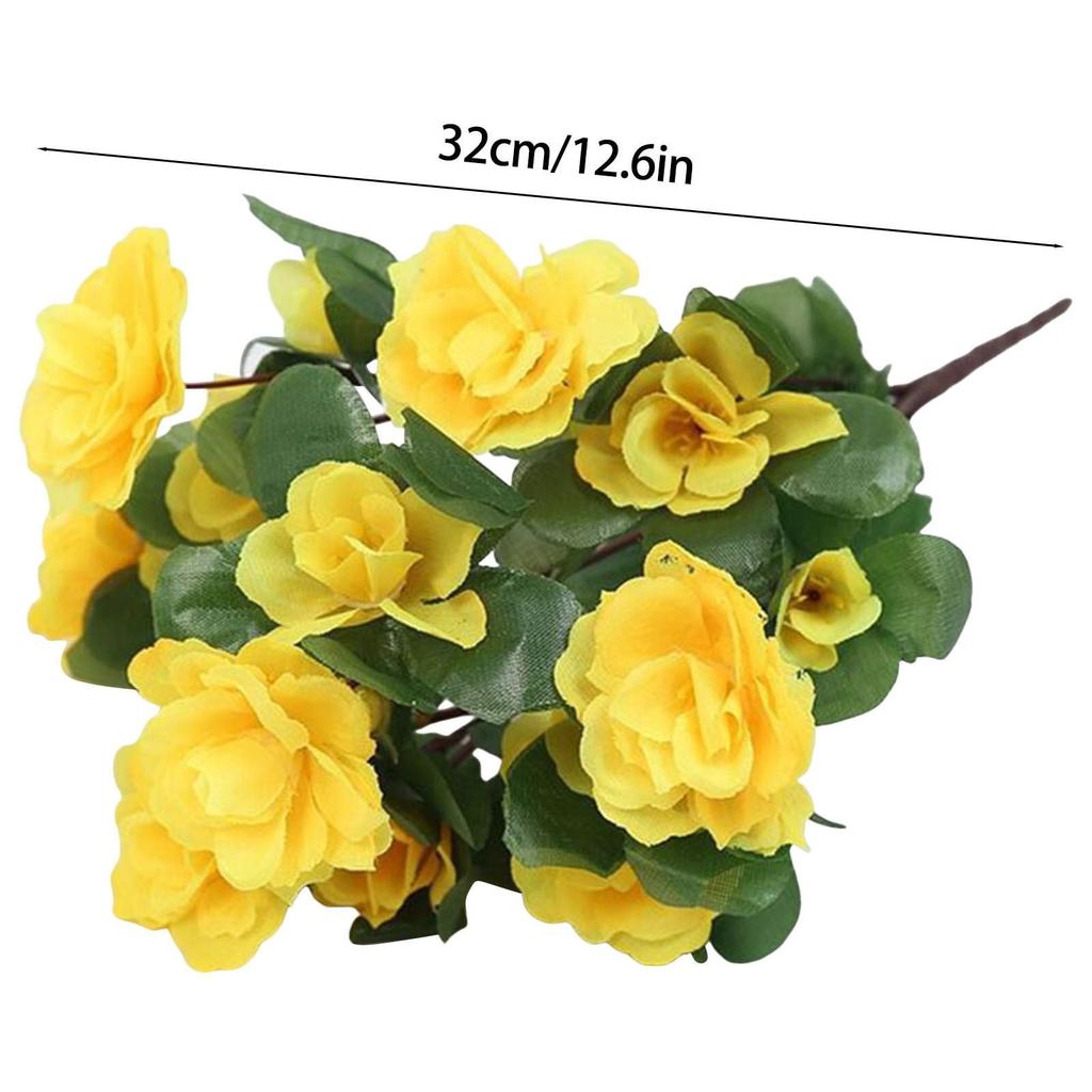 Silkesbegonia Buske Konstgjorda Blommor Utomhusdekor Gul Dekoration För Hemmet Rumsdekoration Blomdekoration