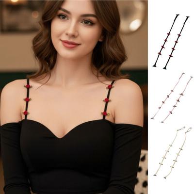 Adjustable Women Bra Straps Elastic Rose Flower Lingerie Strap Shoulder Straps Wedding Party Dress