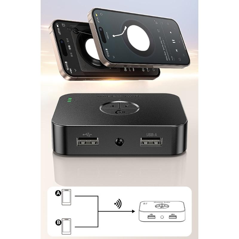 Wireless Bluetooth-compatible 6.0 Auditory Adapter Supports Two Devices Simultaneously And USB Music Playback