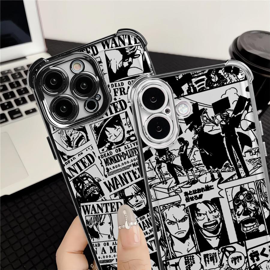 Cool Anime Luffys logo Plating Phone Case For Xiaomi 15T 15 14 13 Poco M7 F7 F4 F5 X7 X6 X5 X3 Pro Ultra 4G 5G Anti Fall Airbag