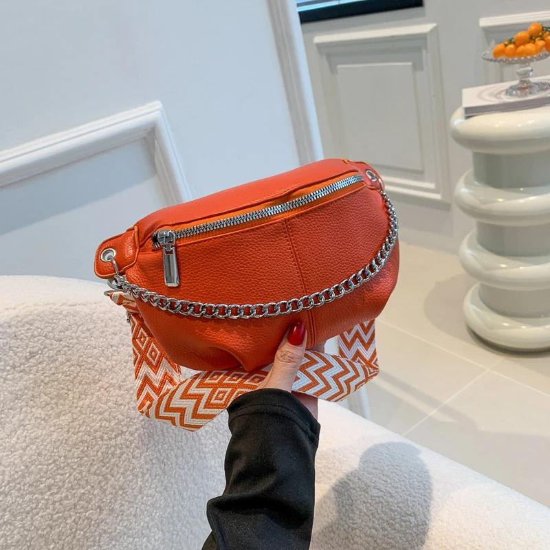 Dames Heuptas Mode Ketting Fanny Pack Designer Crossbody Borsttas Zacht Leer Borsttas Riemtas Luxe Dames Schoudertassen gray