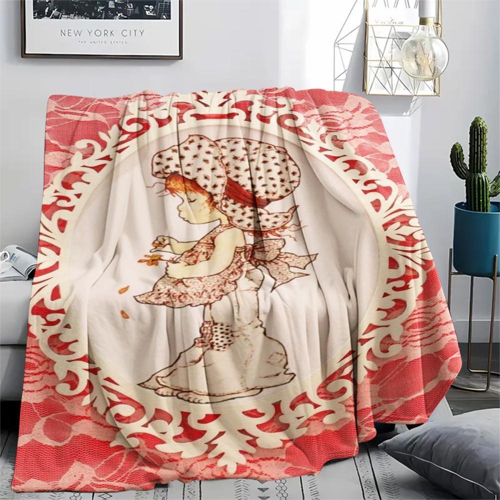 1PC Sarah Kay Print Flannel Blanket, High Quality Comfortable for All Seasons, Home Decor, Warmth and Comfort, Perfect for Christmas Gifts143
