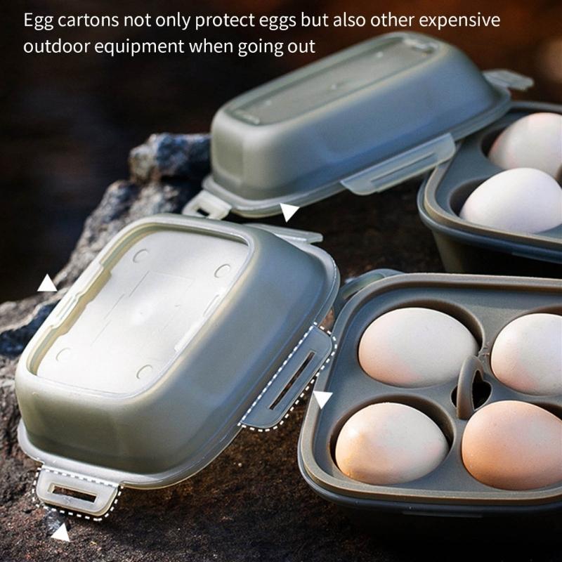 Practical 4 Compartment Eggs Container With Shockproof Silicone Protections Eggs Holder for Outdoor Camping Picnics