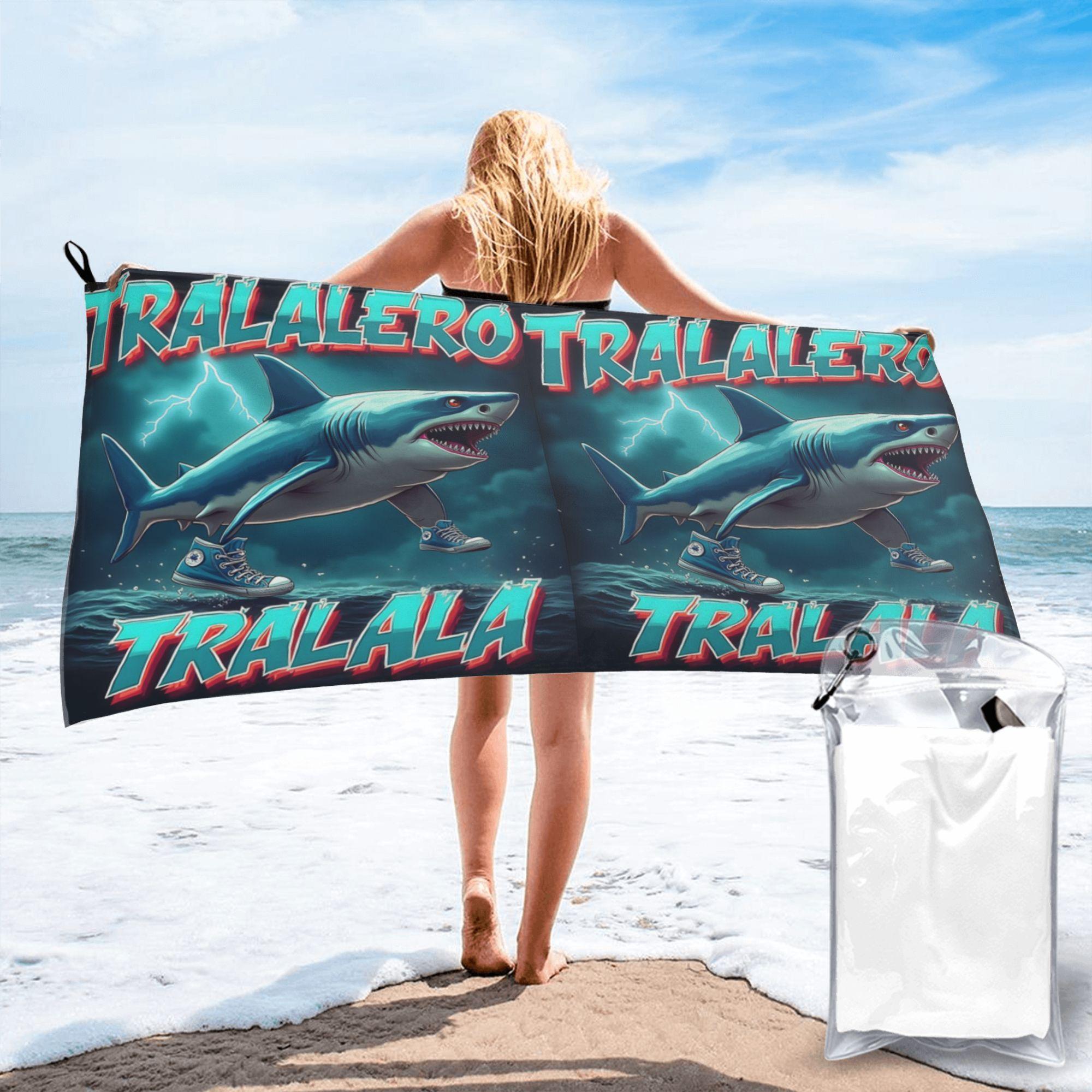 Tralalero Tralala Bootleg Brainrot Beach Towel Soft Microfiber Quick Dry Absorbent Quick Towels For Bath W30*H60(CM)
