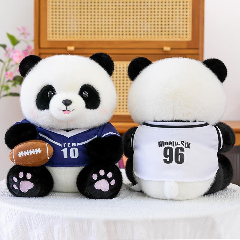 New Sports Giant Panda Doll Cute Cartoon Tennis Panda Doll Children's Accompanying Rag Doll Plush Toy