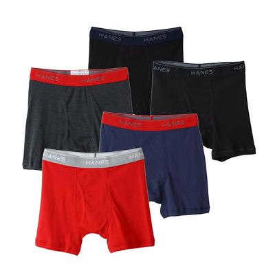 Cuecas boxer Hanes Kids desodorizantes com abertura frontal tamanho 160 (Pacote de 5) Antibacteriano, desinfetante, limpo, efeito, 100% algodão, abertura, cuecas, HB6EV702J,