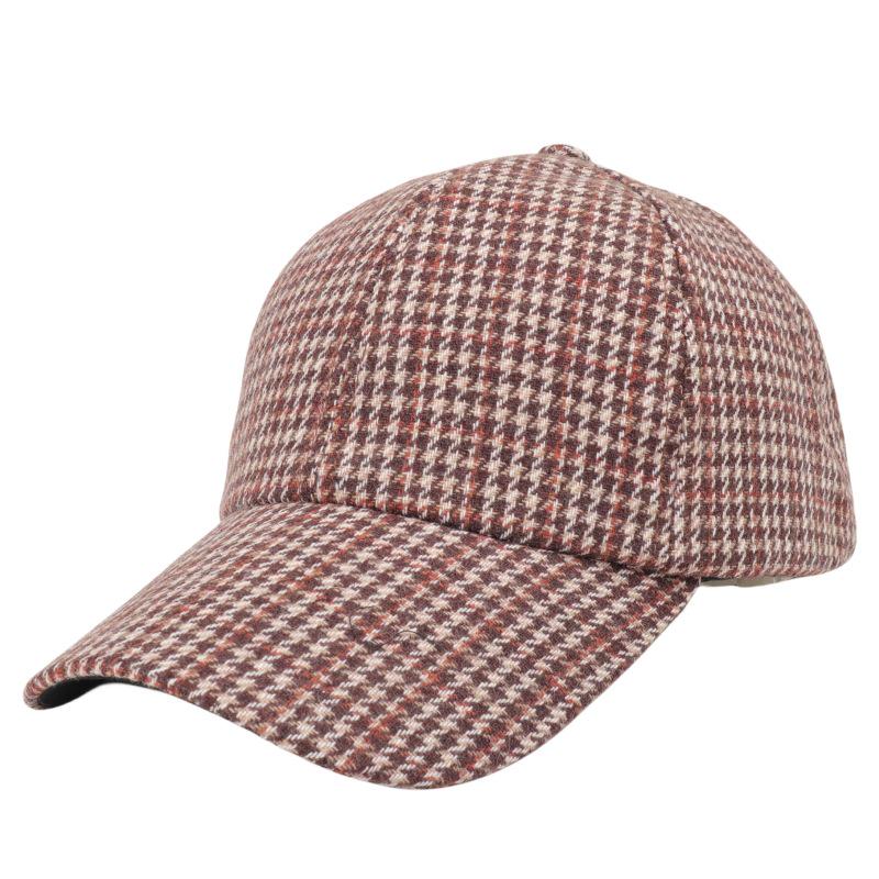 Korean Style Houndstooth Duckbill Cap - Trendy Spring/Summer Plaid Sun Hat for Women