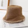 Women's PVC Lamb Fleece Double-Sided Fisherman Bucket Hat Autumn Winter Thickened Warm Windproof 6-Panel