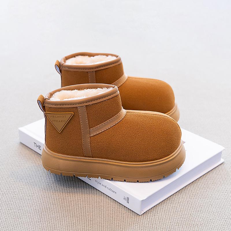 Girls shoes snow boots 2025 winter new boys cotton shoes velvet children's shoes waterproof baby boots winter