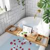 Bathtub Tray Extending Bamboo Bath Bridge Rack Tablet Free Soap Holder Includes Glass Holder Removable Shelf Book Rest Face Towel Slot Snack Space