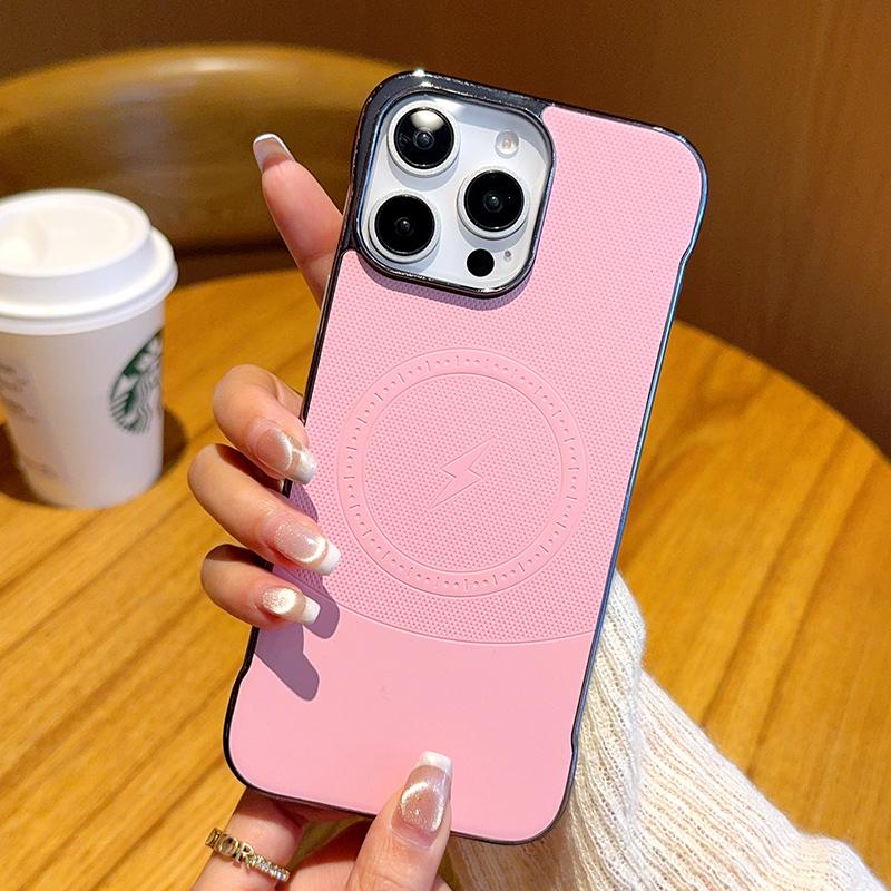 For iPhone 16 Pro Max Case Compatible with MagSafe Borderless PC+PU Leather Phone Back Cover